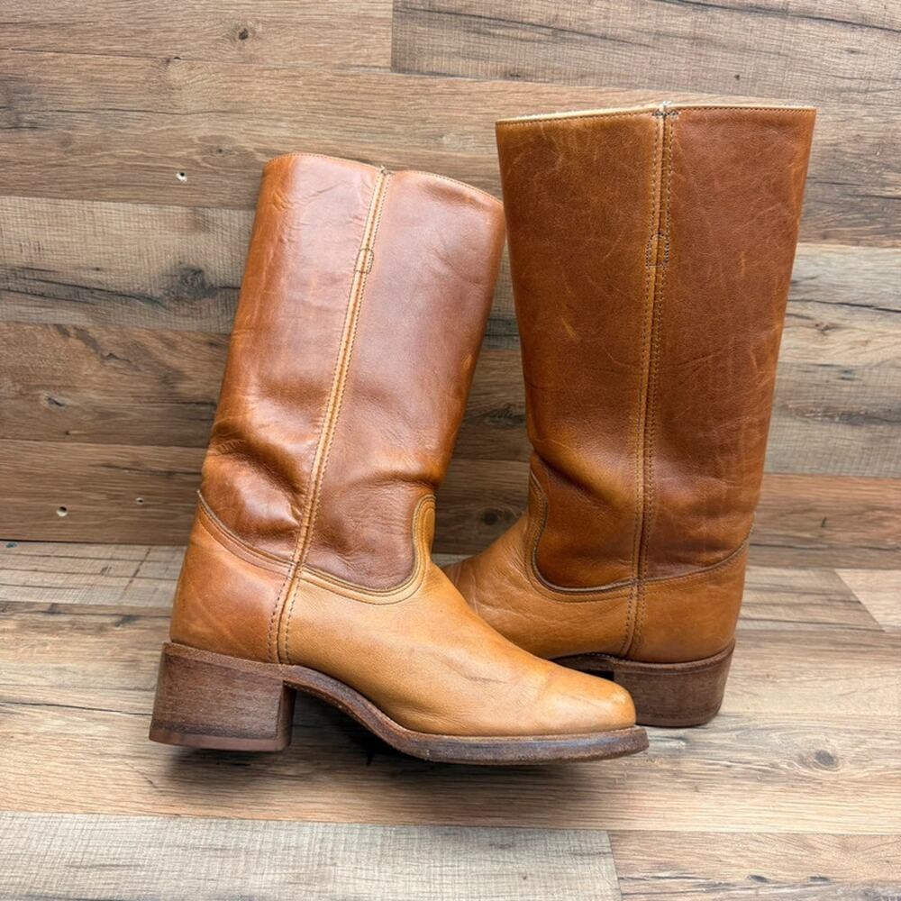 Vibrage Frye Campus women size  8.5EE Boots Brown Leather MADE in USA - Picture 4 of 12